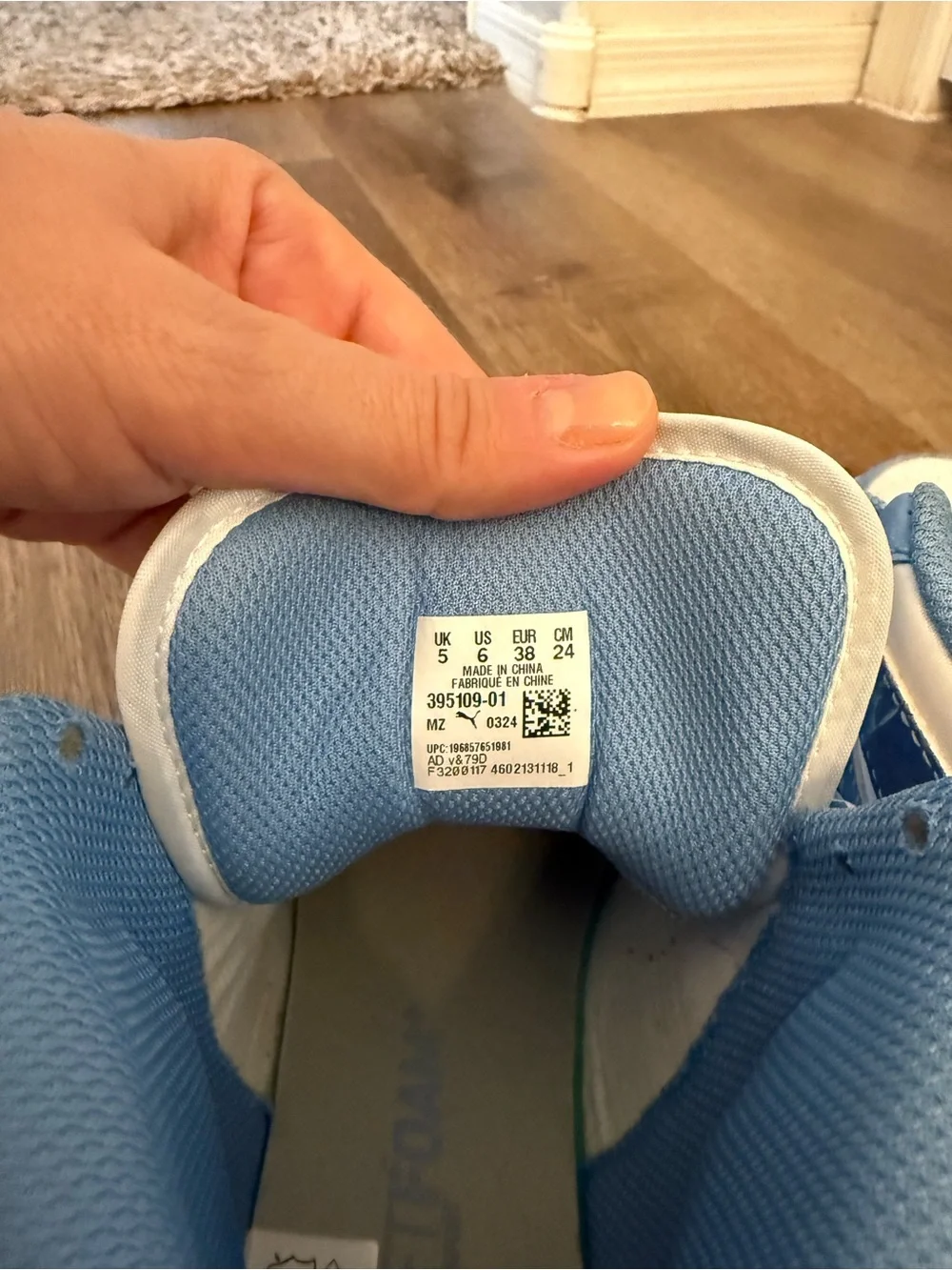 Puma Mid-Top Sneakers in Light Blue and White 6Y